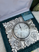 Pure Silver Square Flower Design Clock