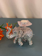 Pure silver elephant diya with rose quartz stone in gift box