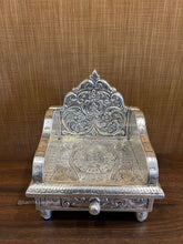 Handcrafted 999 pure silver singhasan, for Ganesh, Krishna, Lakshmi idols, auspicious handcrafted pooja accessory.