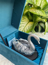 999 pure silver swan figurine on polished wooden base, handcrafted premium décor and gifting piece for weddings, anniversaries, and housewarmings