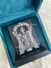 999 pure silver Tirupati Balaji idol on stand, handcrafted devotional gift symbolizing prosperity and divine blessings, ideal for weddings and housewarmings.