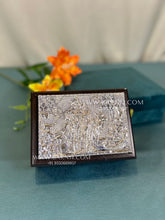 luxury silver dry fruit box with Krishna flute artwork