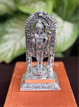 Lord Ram idol with bow in silver finish, symbol of courage and righteousness, ideal for pooja décor, temple offerings, and festive gifting.