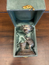 Small German Silver Elephant Samai oil lamp with intricate carvings, perfect for pooja décor, temple rituals, wedding and Diwali gifting.