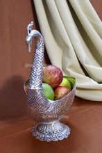 Elegant swan design fruit bowl in silver finish – perfect centerpiece for dining table, weddings, and home décor.