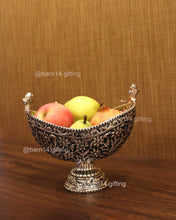 German silver twin peacock fruit bowl with intricate floral engravings, ideal for serving fruits, dry fruits, or sweets, perfect centerpiece for weddings, Diwali, and festive gifting.