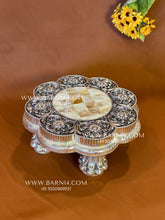 Pure Silver Flower Design Mother of Pearl Chowki