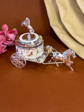 Enamel horse chariot decorative box in German silver.
