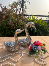 Pure Silver Duck Statue Pair