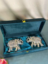 Handcrafted 999 Pure Silver Elephant Pair for Vastu décor.