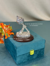 Handcrafted 999 Pure Silver Hanuman Gada on wooden base.