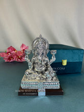 Handcrafted 999 pure silver Ganpati idol for home mandir.