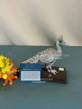 Pure Silver Peacock Statue displayed with premium gift box.