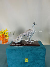 Decorative 999 Pure Silver Peacock Statue for wedding gifting.
