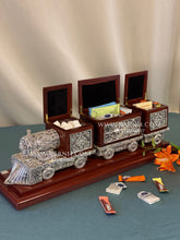 Multi-compartment Pure Silver Train for tea bags, cookies and coffee sachets.