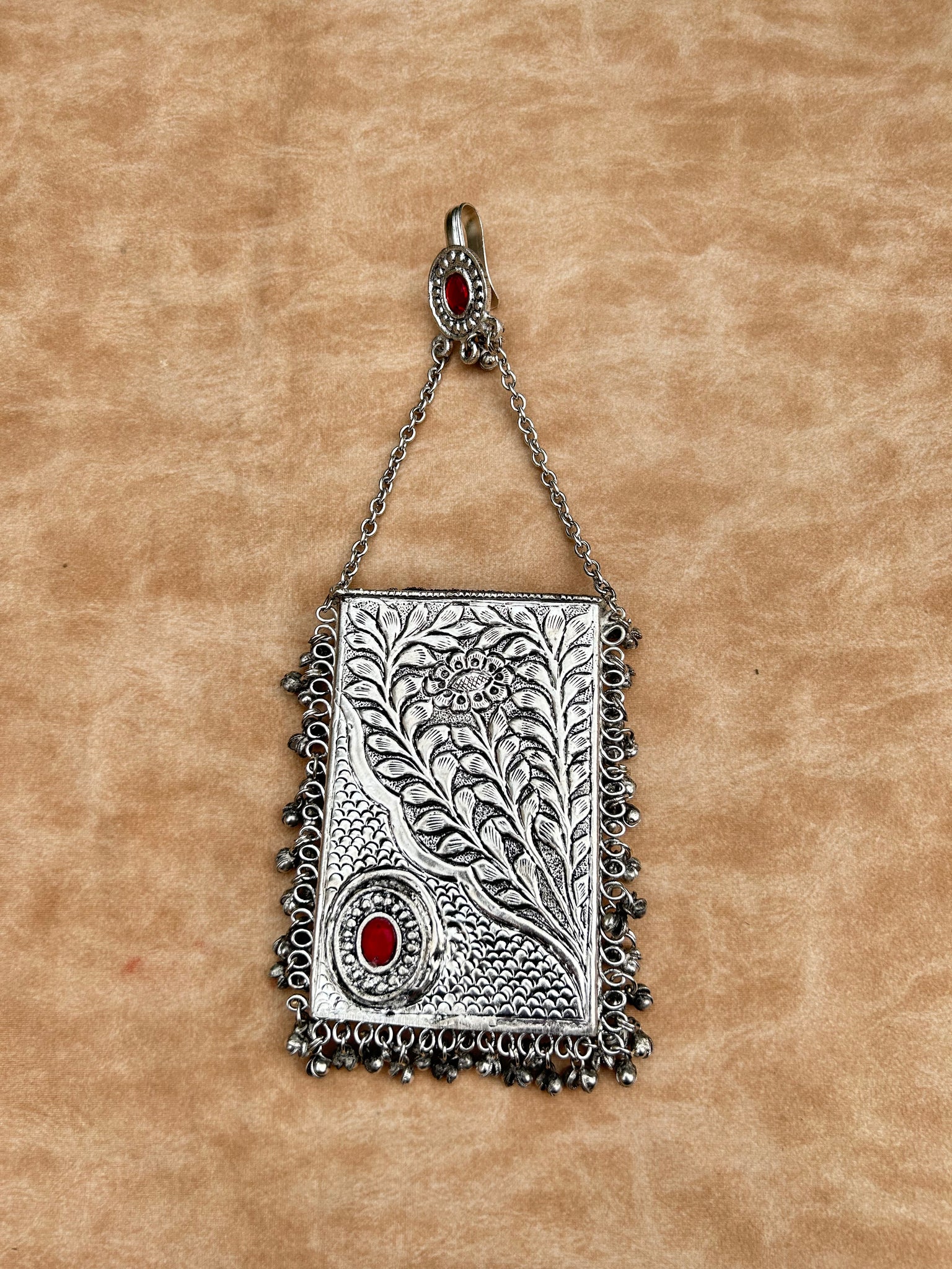 German Silver Mobile Clutch With Hook