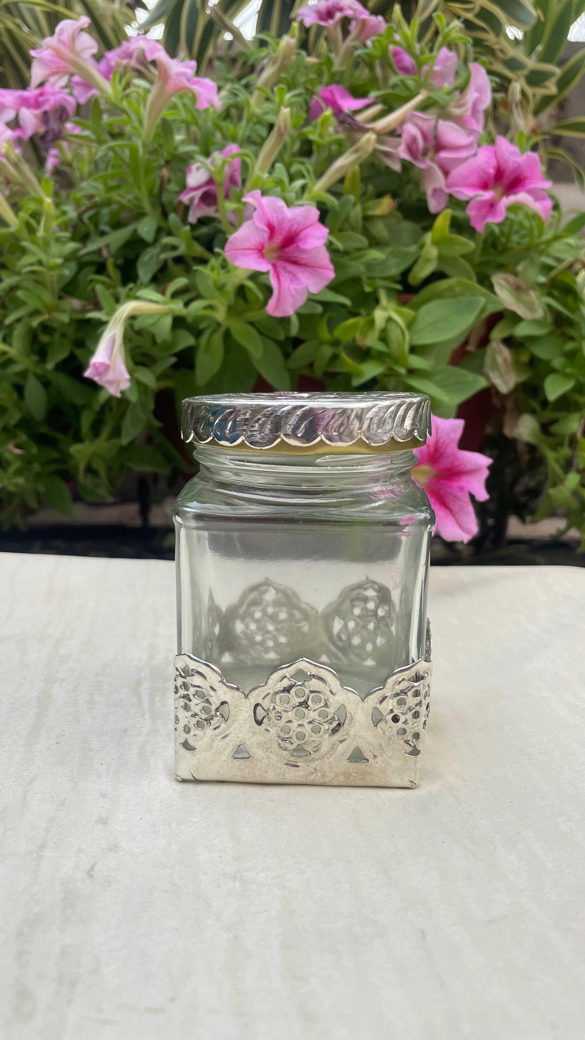 German Silver Glass Jar