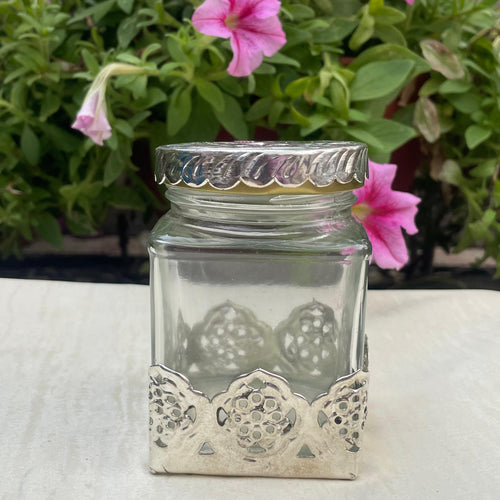 German Silver Glass Jar