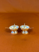 traditional silver plated diya set for pooja rituals