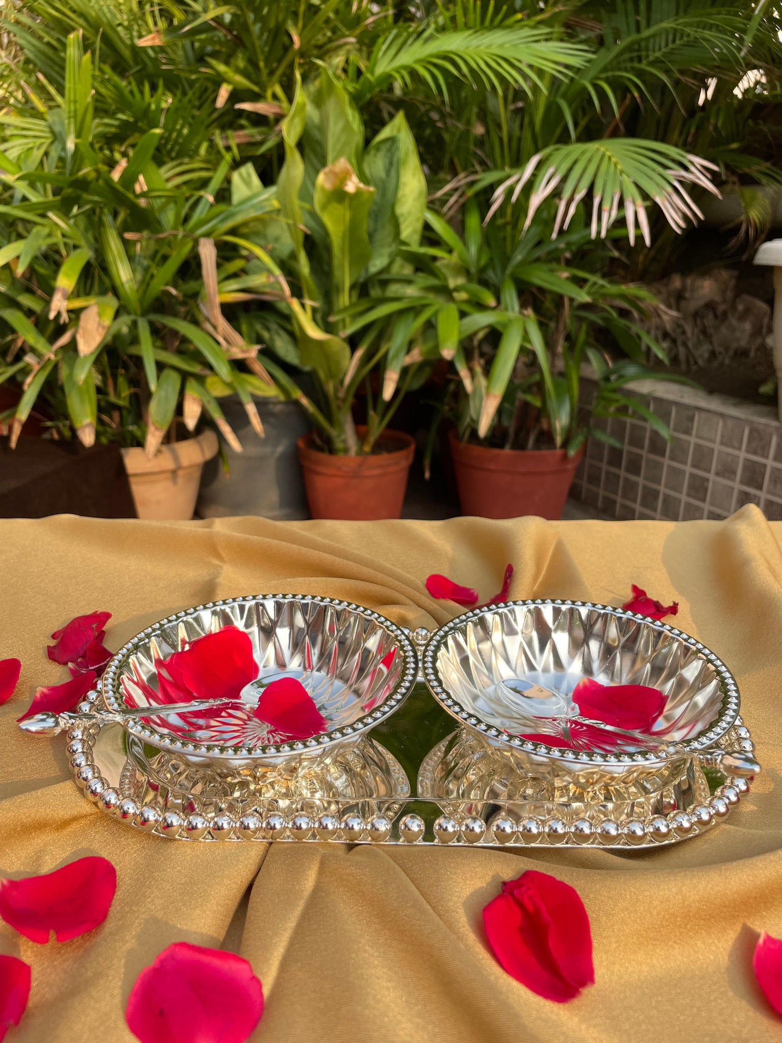 Silver Plated Tray Bowl Set