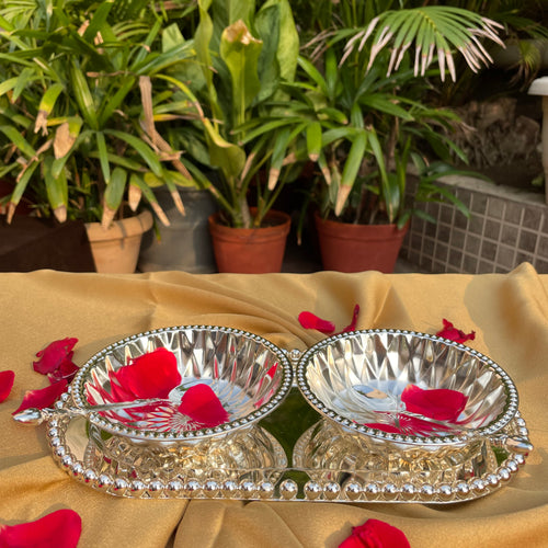 Silver Plated Tray Bowl Set