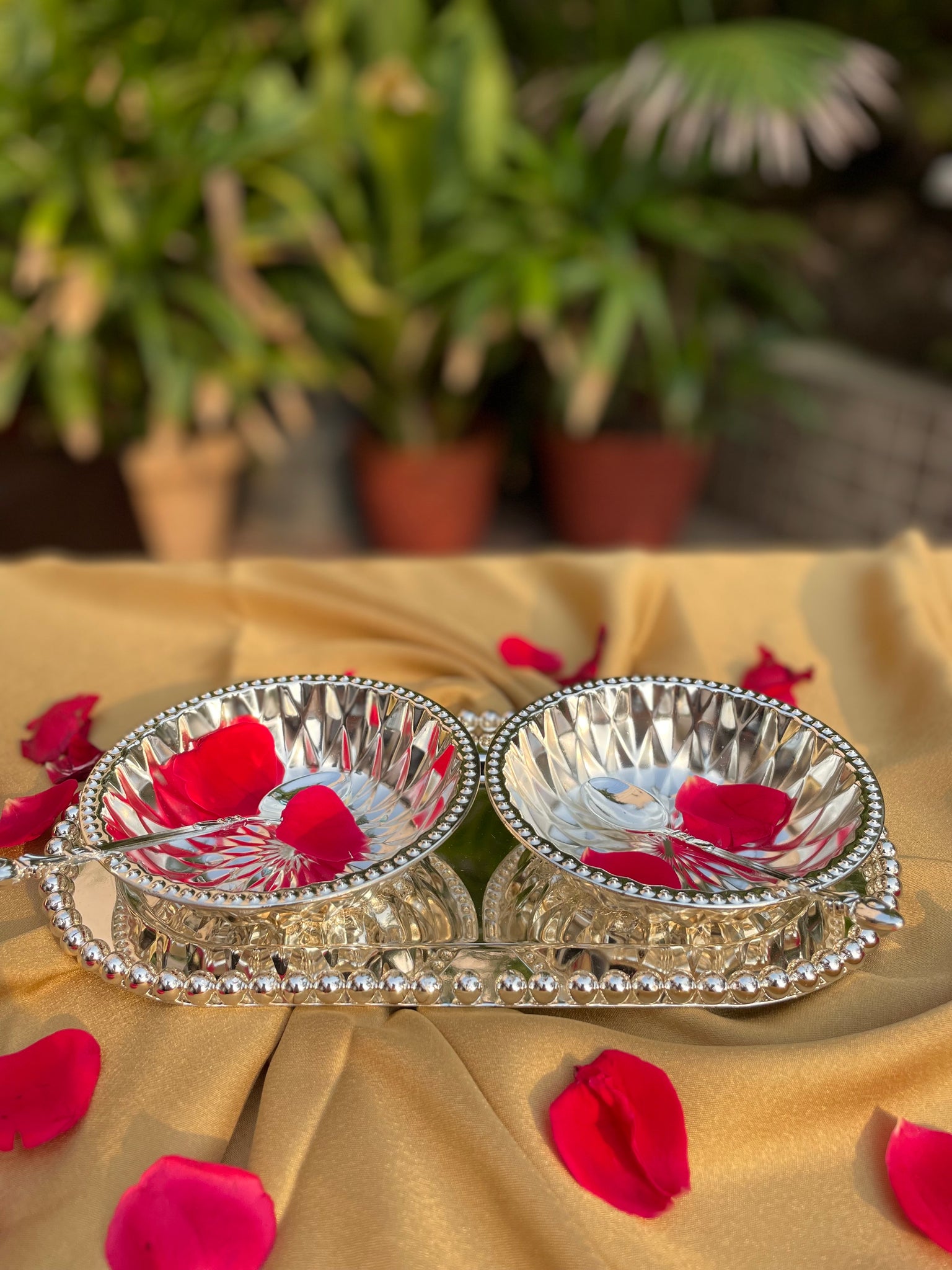 Silver Plated Tray Bowl Set