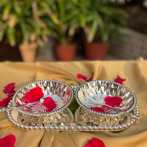 Silver Plated Tray Bowl Set