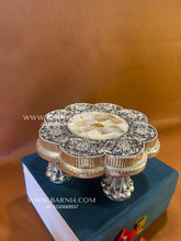 Pure Silver Flower Design Mother of Pearl Chowki