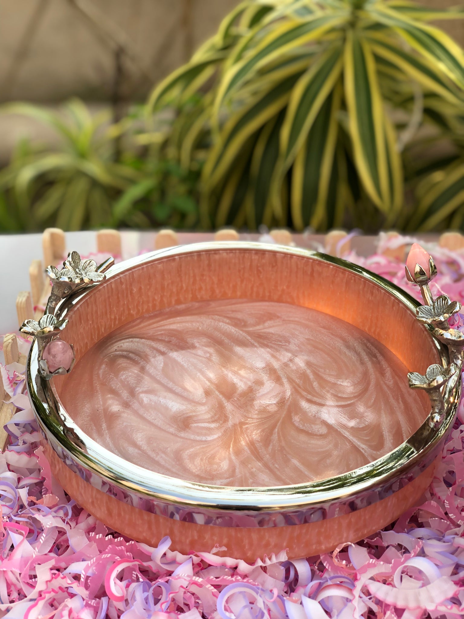 Resin Pink Tulip Tray