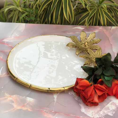 Double Flower White Platter