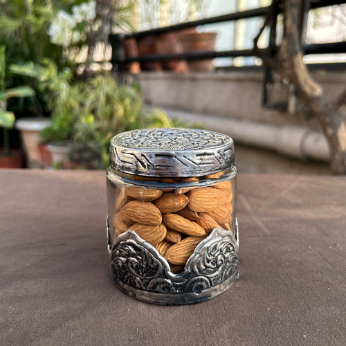 German Silver Glass Jar