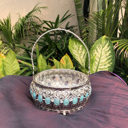 Enamel Stone Basket with Handle