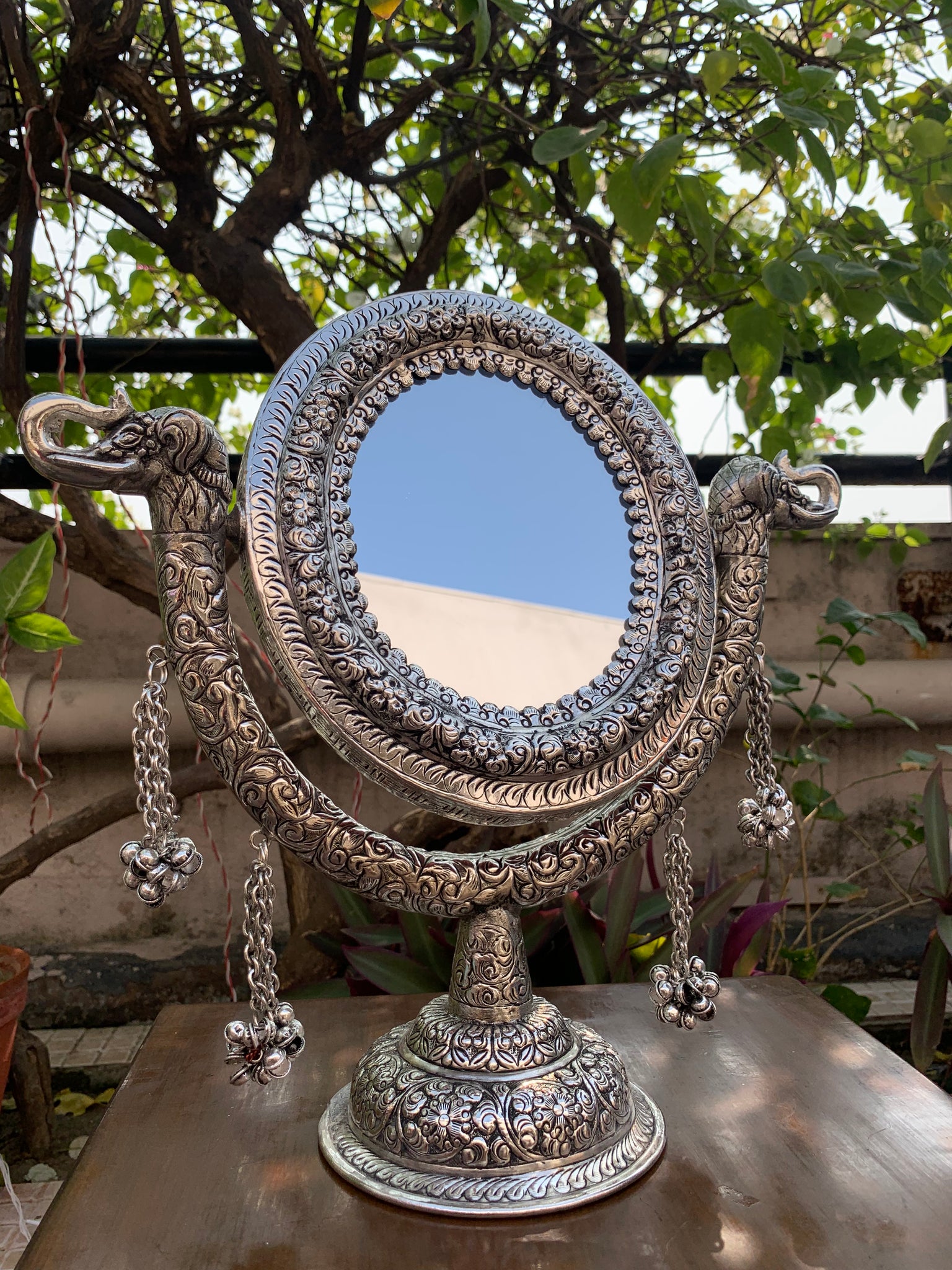 German Silver Table Mirror