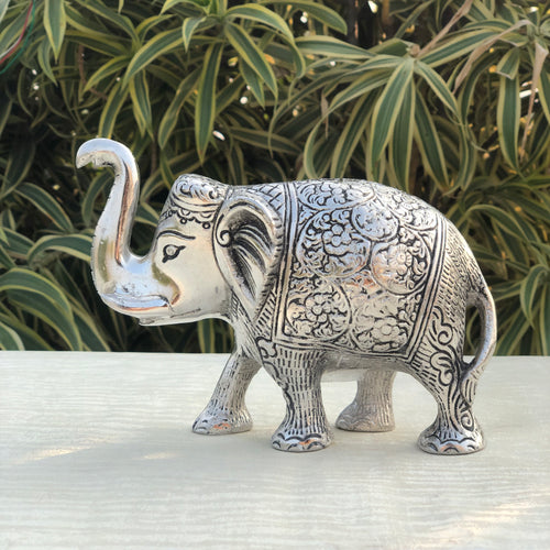 Baby Elephant Statue- Silver