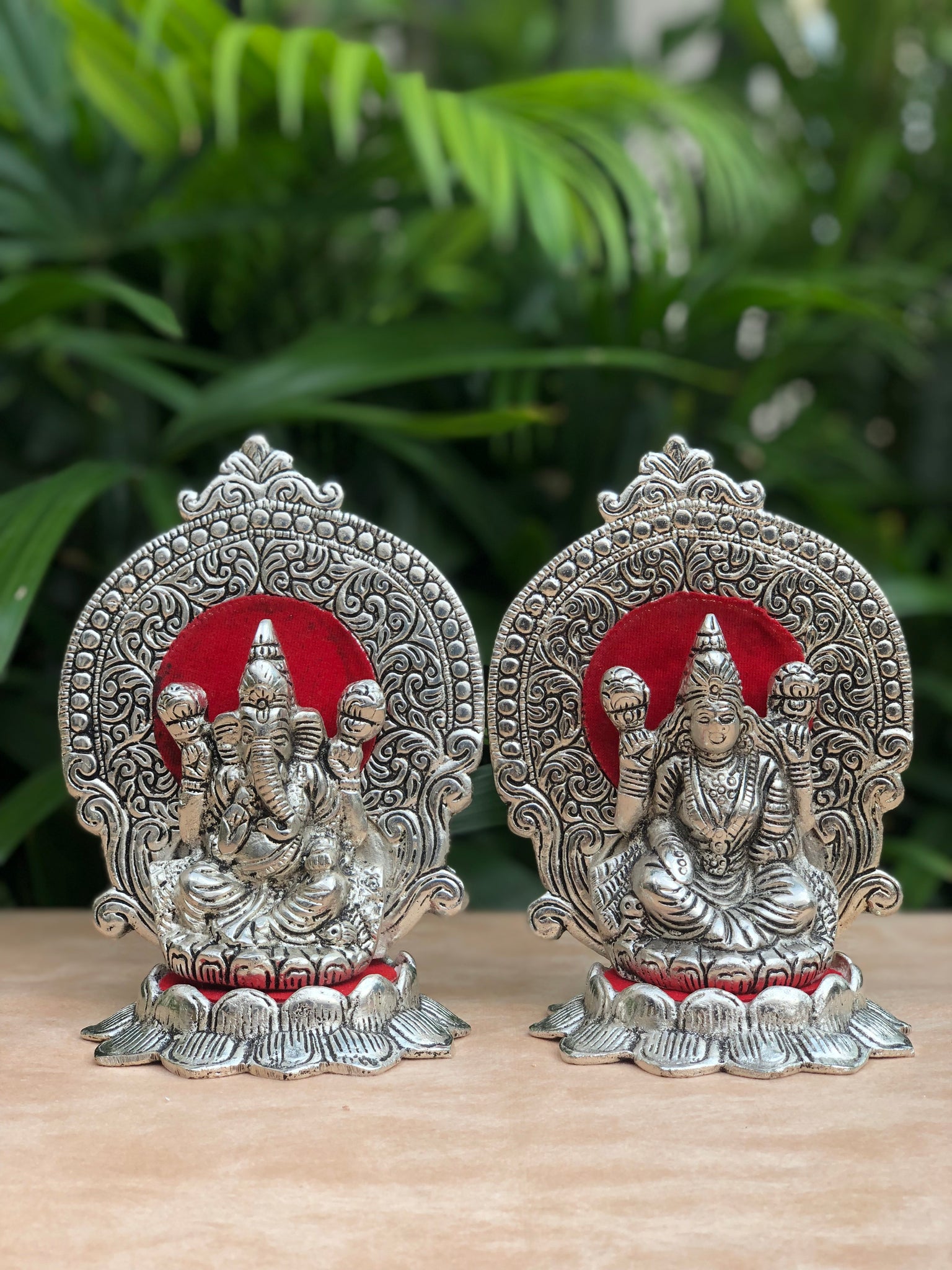 German Silver Ganesh Laxmi Statue- Big