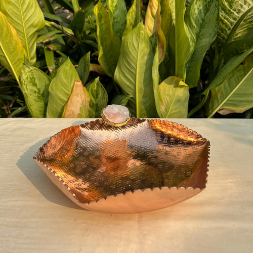 Agate stone Copper Tray- Hexagon