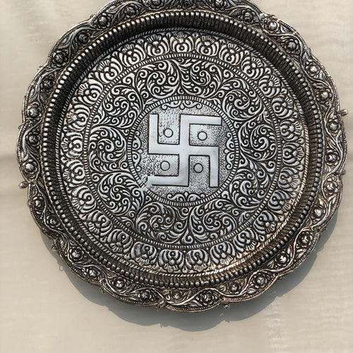 German Silver Swastik Thali