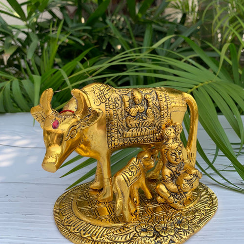 Cow and Calf with Gopal- Gold - Barn 14